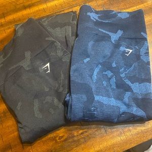 Black and blue camo gymshark leggings xxl